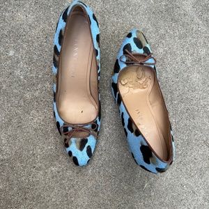 Faux animal fur blue shoe